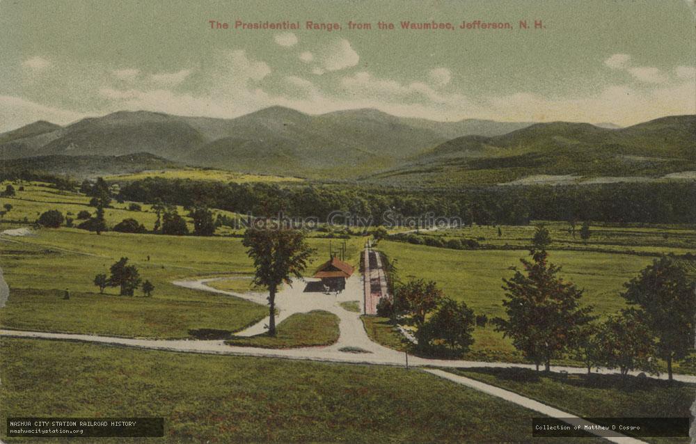 Postcard: The Presidential Range from the Waumbec, Jefferson, New Hampshire